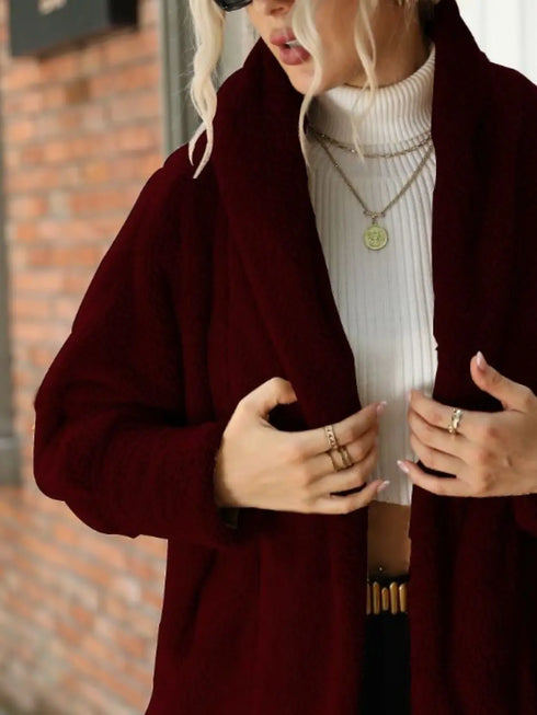 'Diora' Fleece Fur Open Coat - Celes Fashion
